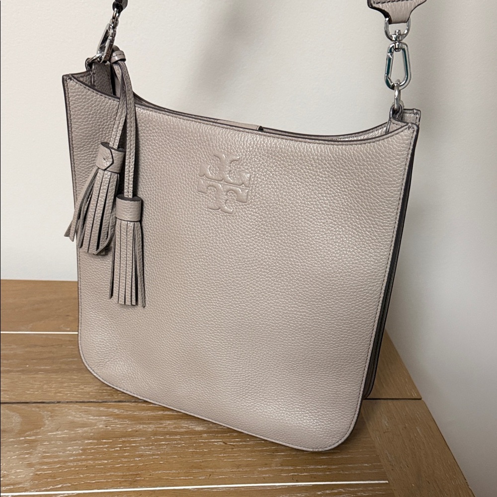 Tory Burch Taupe Leather Shoulder Bag